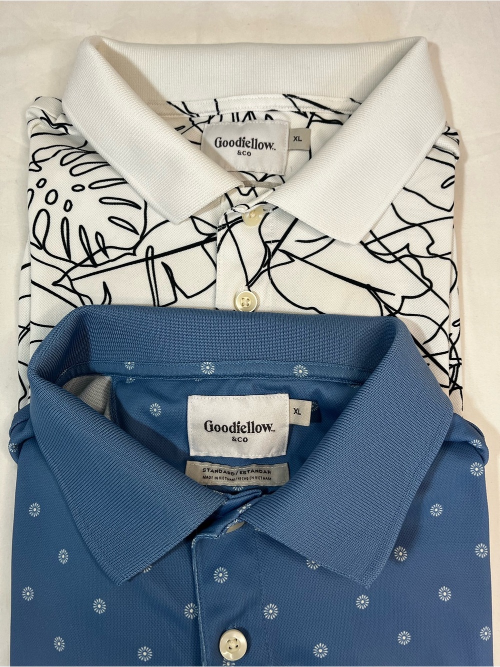 Goodfellow & Co Men’s XL Blue Ivory Polo Shirts Set of Two - Picture 2 of 10